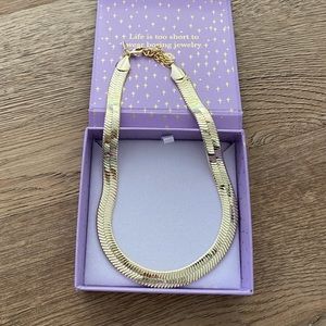 MELINDA MARIA Gold Herringbone Mama Chain Necklace